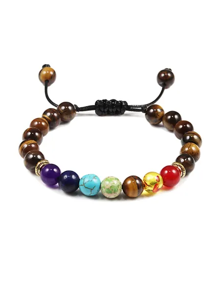 Bracelet 7 Chakras en pierre naturelle oeil de tigre