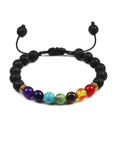 Bracelet 7 Chakras en pierre de lave naturelle