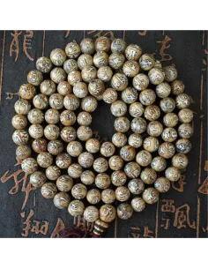 Mala Tibétain artisanal 108 perles coquille de conque Mantra