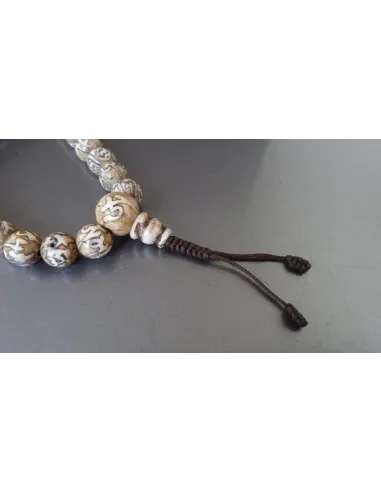 Mala Tibétain artisanal 108 perles coquille de conque Mantra