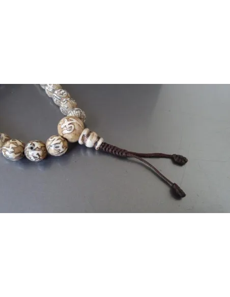 Mala Tibétain artisanal 108 perles coquille de conque Mantra
