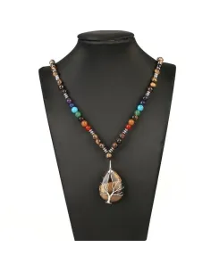 Collier de protection 7 chakras et arbre de vie en œil de tigre 2
