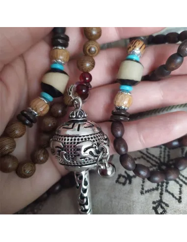 Mala pendentif moulin à prière Tibétain